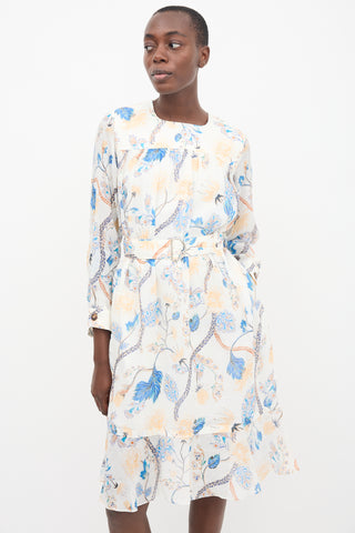 See By Chloé White 
Multi Linen Printed Midi Dress