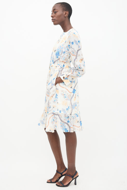 See By Chloé White 
Multi Linen Printed Midi Dress