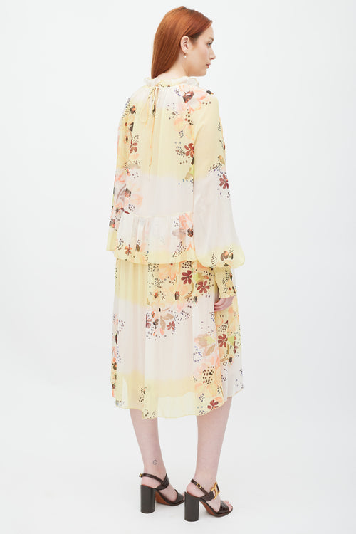 See By Chloè Cream 
Yellow Floral Ruffle Layer Dress