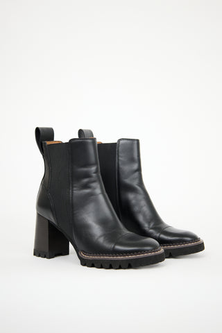 See by Chloé Black Leather Heeled Chelsea Boot