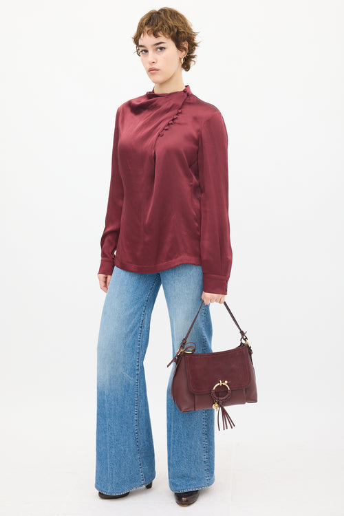 See by Chloé Burgundy Leather Joan Shoulder Bag