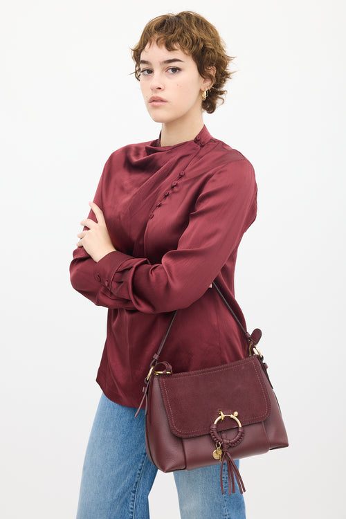 See by Chloé Burgundy Leather Joan Shoulder Bag