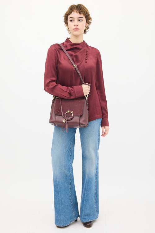 See by Chloé Burgundy Leather Joan Shoulder Bag