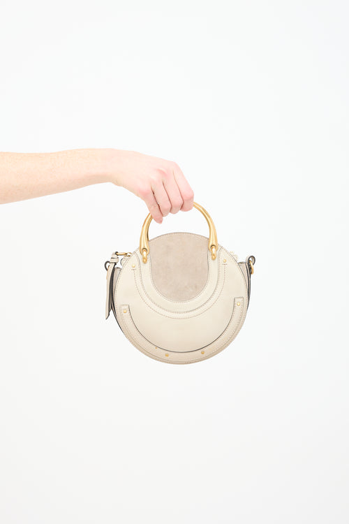 Chloé Taupe Leather 
Suede Pixie Crossbody Bag