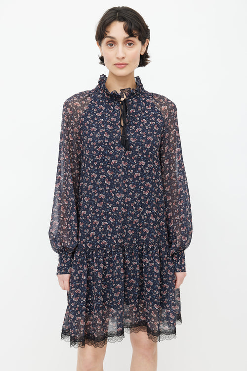 See By Chloè Navy 
Pink Floral Dress