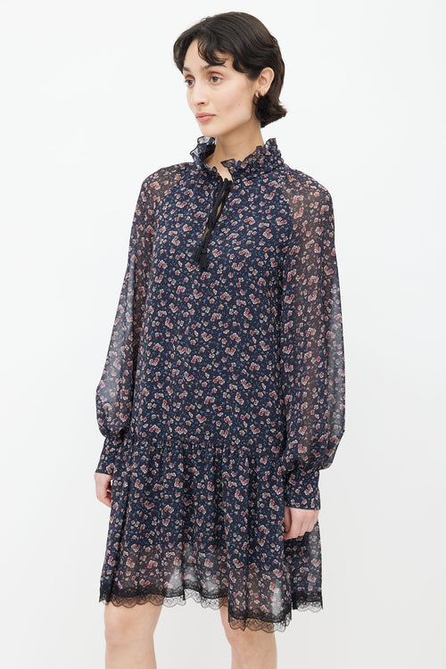 See By Chloè Navy 
Pink Floral Dress