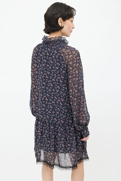 See By Chloè Navy 
Pink Floral Dress