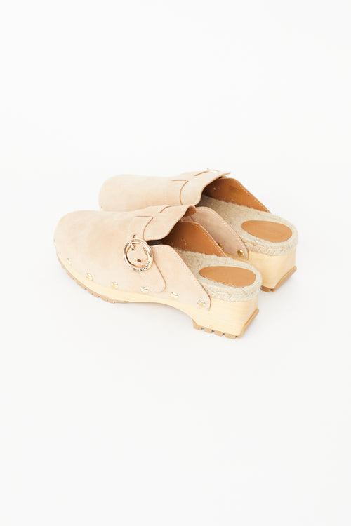 See by Chloé Beige Suede Viviane Clog Mule