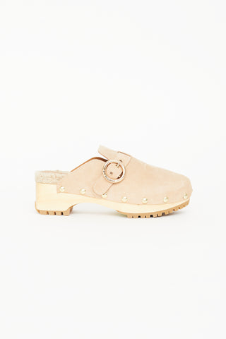 See by Chloé Beige Suede Viviane Clog Mule