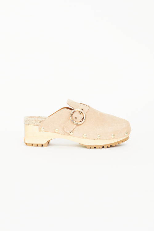 See by Chloé Beige Suede Viviane Clog Mule