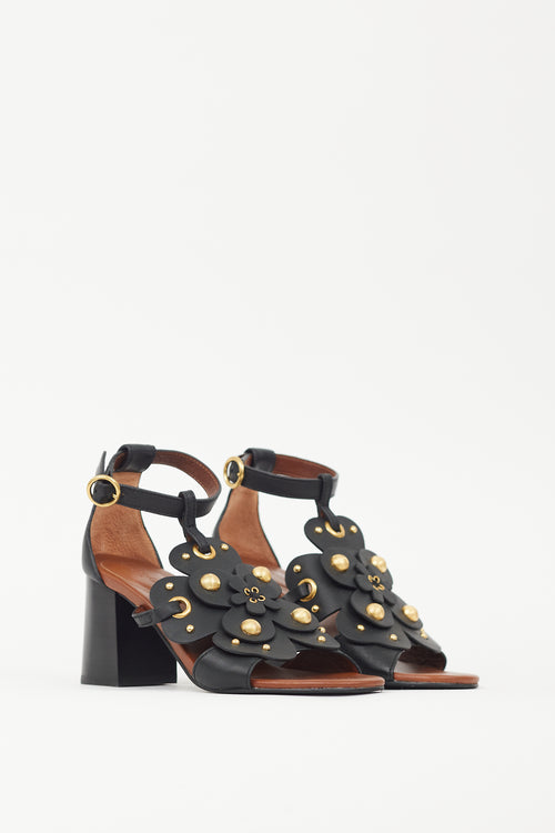 See by Chloé Black 
Brown Leather Haya Studded Sandal