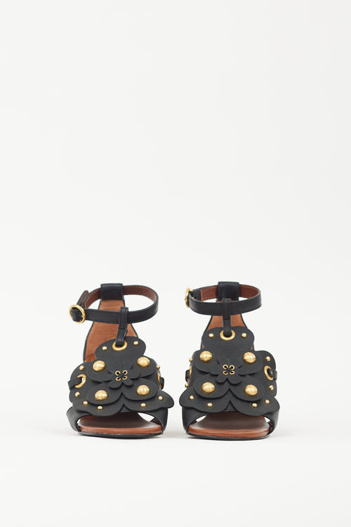 See by Chloé Black 
Brown Leather Haya Studded Sandal