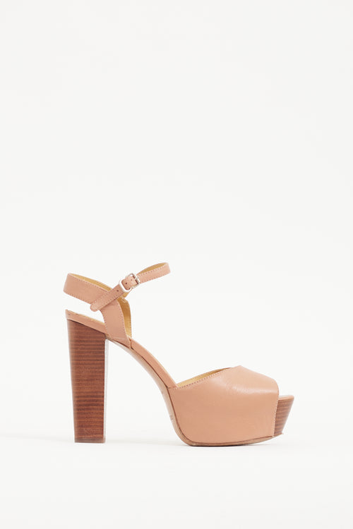 See by Chloé Black 
Brown Leather 
Wood Platform Heel