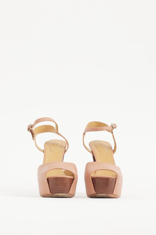 See by Chloé Black 
Brown Leather 
Wood Platform Heel