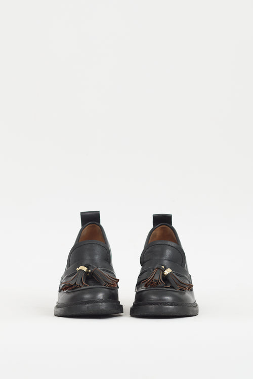 See by Chloé Black Leather Skyie Heeled Loafer