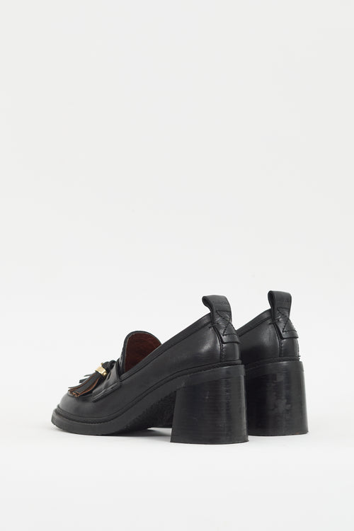 See by Chloé Black Leather Skyie Heeled Loafer