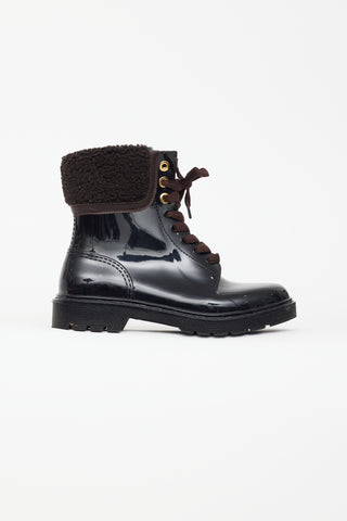 See by Chloé Black Rubber 
Brown Shearling Florrie  Boot