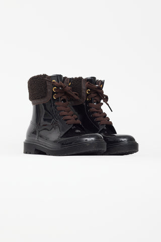 See by Chloé Black Rubber 
Brown Shearling Florrie  Boot