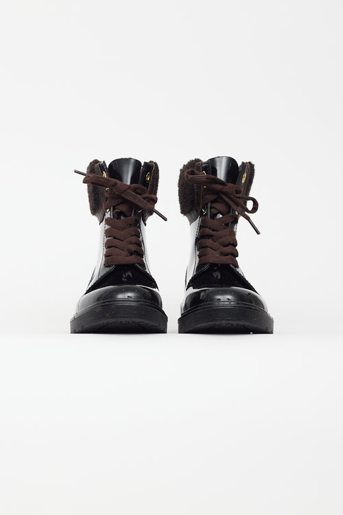 See by Chloé Black Rubber 
Brown Shearling Florrie  Boot