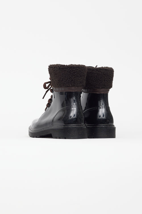 See by Chloé Black Rubber 
Brown Shearling Florrie  Boot