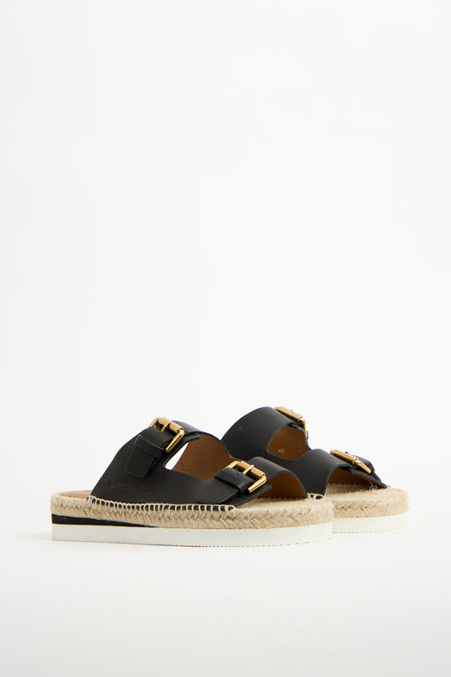 See by Chloé Black Leather Glyn Espadrille Sandal