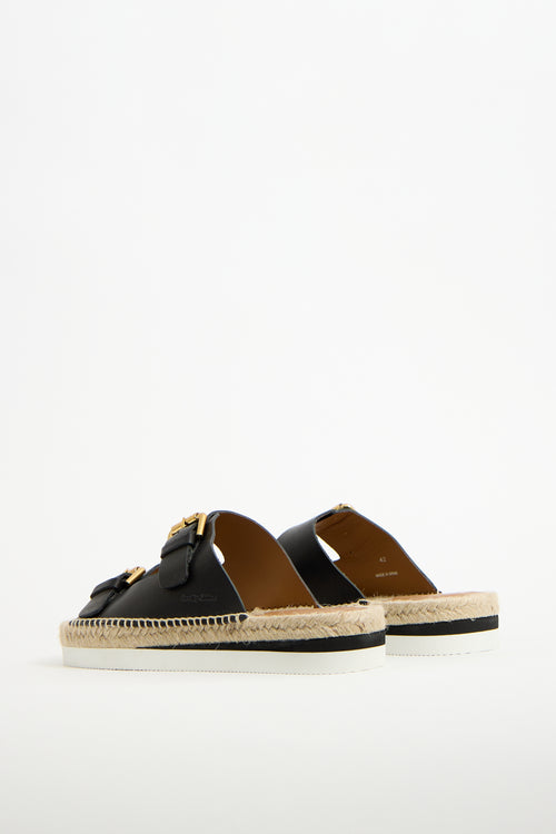 See by Chloé Black Leather Glyn Espadrille Sandal