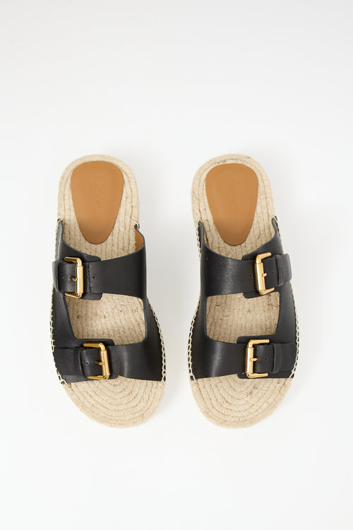 See by Chloé Black Leather Glyn Espadrille Sandal