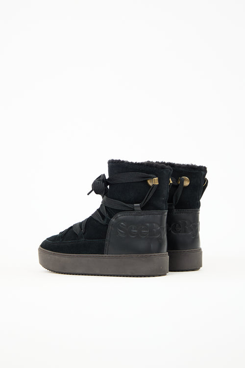 See by Chloé Black Suede 
Leather Boot