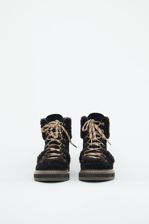 See by Chloé Eileen Black and Brown Sherpa Boot