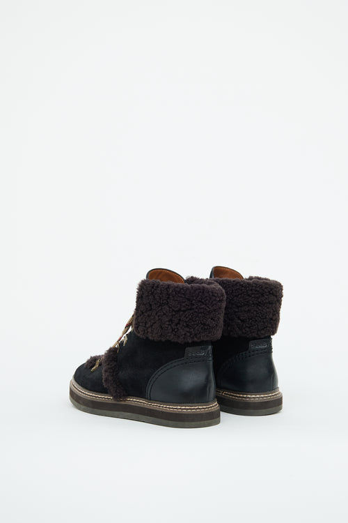 See by Chloé Eileen Black and Brown Sherpa Boot