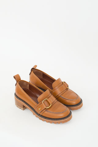 See by Chloé Brown Leather Erine Heeled Loafer