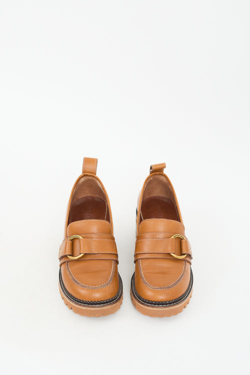 See by Chloé Brown Leather Erine Heeled Loafer