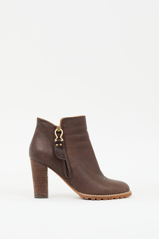 See by Chloé Brown Leather Zip Ankle Boot