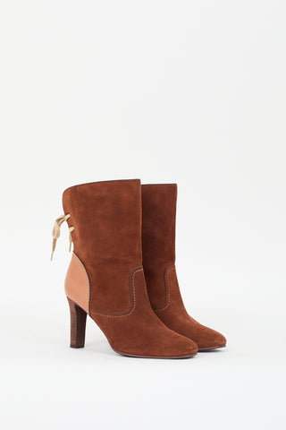 See by Chloé Brown Suede Lace Ankle Boot