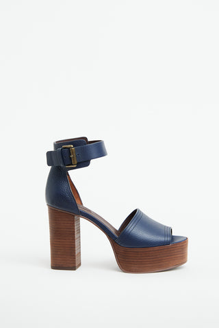 See by Chloé Navy 
Brown Platform Sandal