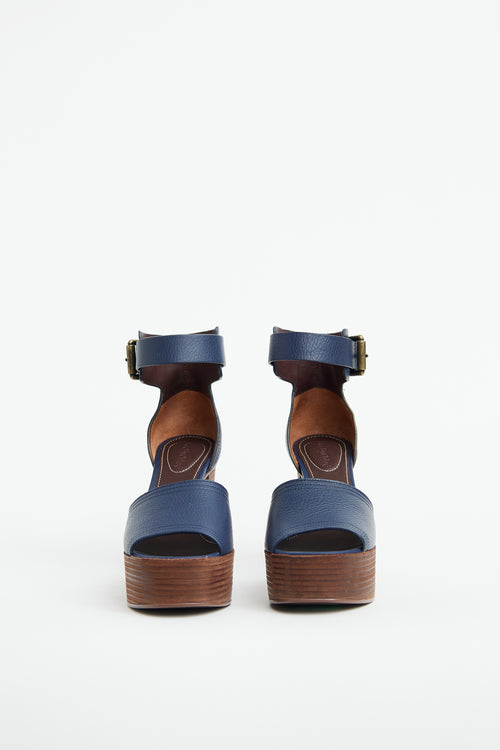 See by Chloé Navy 
Brown Platform Sandal