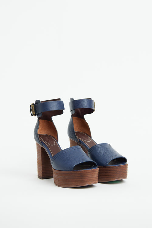 See by Chloé Navy 
Brown Platform Sandal