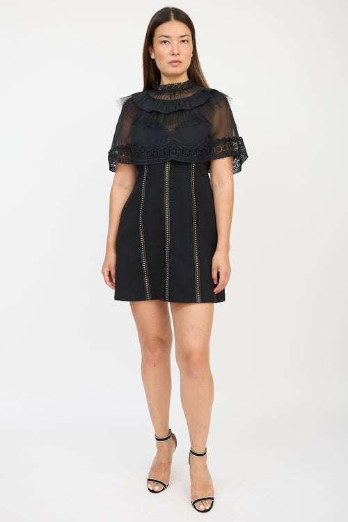 Self-Portrait Black Eyelet Ruffled Dress