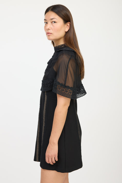 Self-Portrait Black Eyelet Ruffled Dress