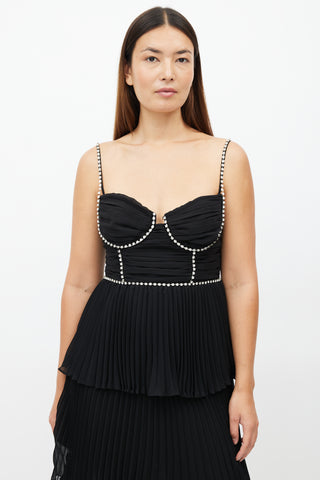 Self-Portrait Black Tiered Jewel Chiffon Dress