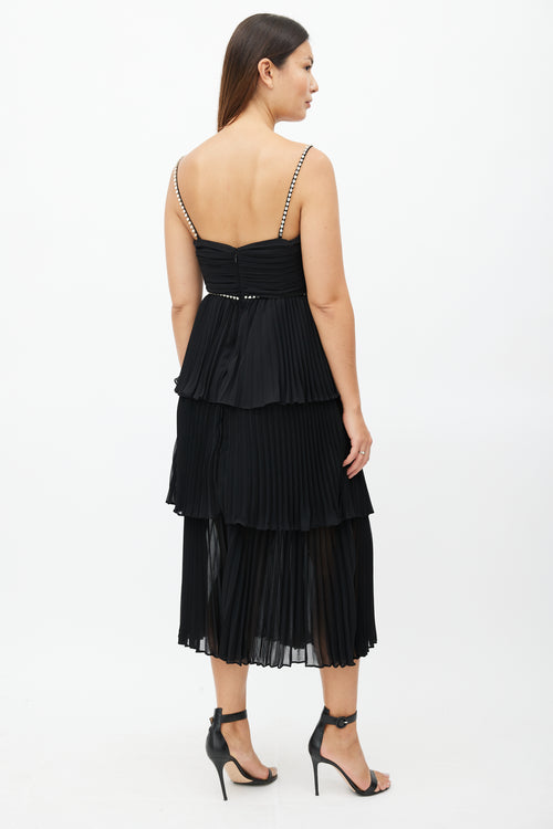 Self-Portrait Black Tiered Jewel Chiffon Dress