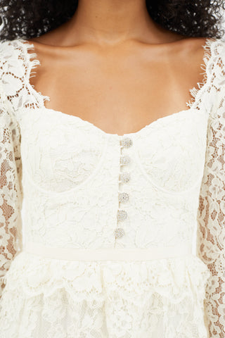 Self-Portrait Cream Lace Tiered Dress