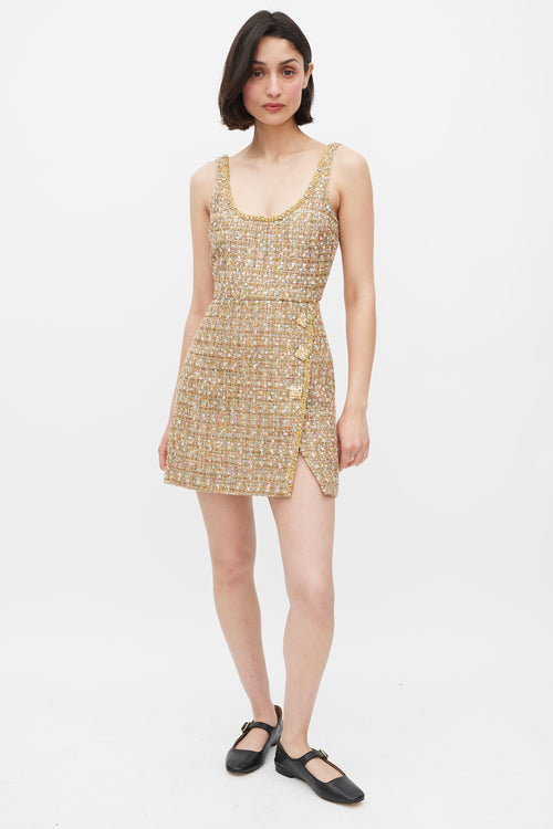 Self-Portrait Gold 
Mulitcolour Tinsel Boucle Dress 
Jacket Set