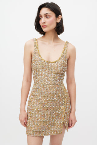 Self-Portrait Gold 
Mulitcolour Tinsel Boucle Dress 
Jacket Set