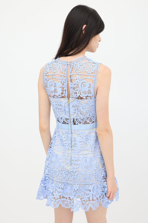 Self-Portrait Grey 
Blue Floral Lace Dress