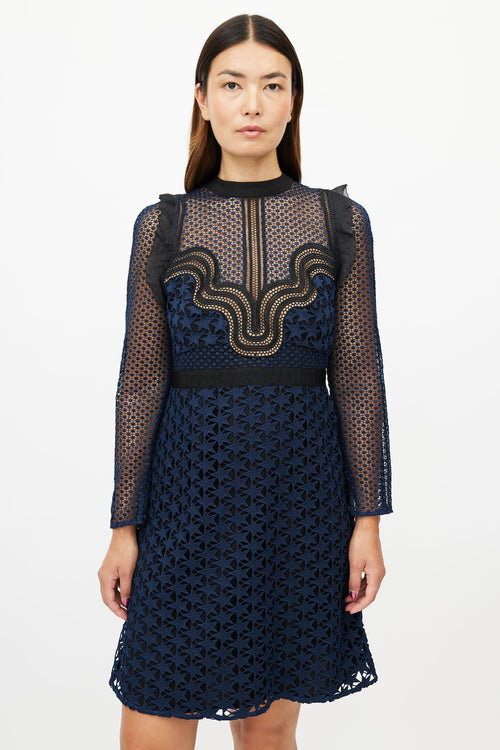 Self-Portrait Navy Star Lace Dress