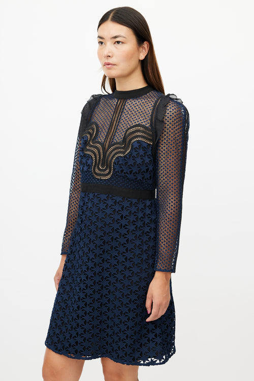 Self-Portrait Navy Star Lace Dress