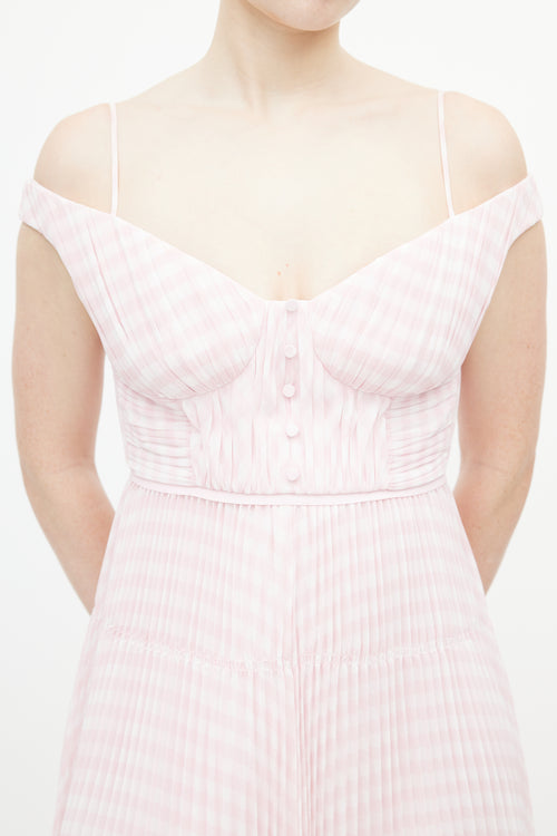 Self-Portrait Pink 
White Gingham Pleated Dress