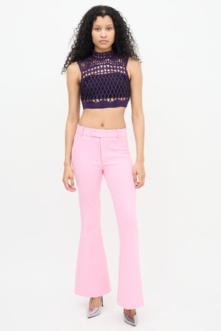 Self-Portrait Purple Lace Cutout Top