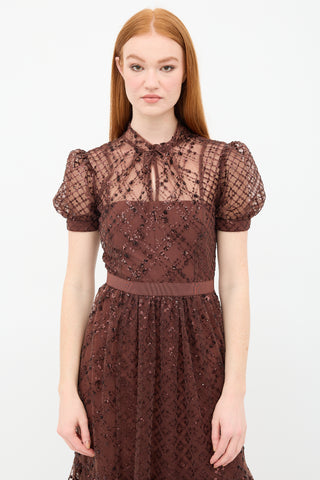 Self-Portrait Tulle Grid Sequin Dress